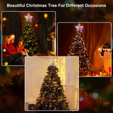 Star Tree Toppers Christmas Decorations Indoor Natural Brown Rattan Star Christmas Tree Topper Lighted Rustic Rattan Star Rustic Rattan Treetop Holiday Xmas Party Decorations (Coloured Light) Mudder
