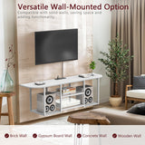 Floating TV Stand with Power Outlet for 50 60 Inches TV,Wall Mounted Media Console with Open Storage Shelves，Modern Entertainment Center for Living Room,Bedroom(White) Fogein