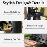 PIZZELLO 3 Pieces Outdoor Patio Furniture Set w/ 37" Propane Fire Table and 2 Swivel Barstools Chairs Outdoor Wicker Rattan Conversation Sets of 3 for Outside Porch, Balcony (Black) PIZZELLO