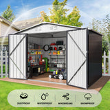 Polar Aurora 6x8 FT Outdoor Storage Shed, Metal Garden Shed with Updated Frame Structure, Tool Sheds for Backyard Garden Patio Lawn White Polar Aurora