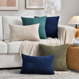 Fancy Homi 2 Packs Rust Boho Decorative Throw Pillow Covers 18x18 Inch for Couch Bed Sofa, Farmhouse Fall Home Decor, Soft Corss Corduroy Patchwork Textured Terracotta Accent Cushion Case 45x45 cm Fancy Homi