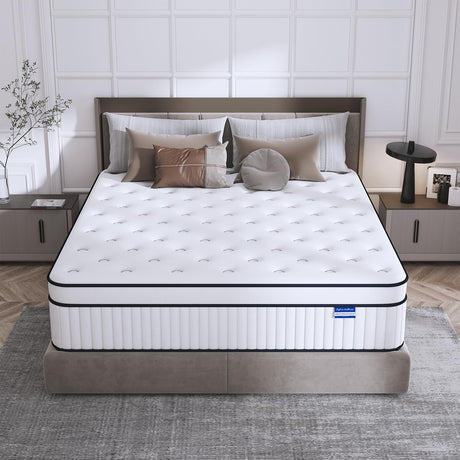 Queen Size Mattresses, 14 Inch Queen Mattress in a Box, Medium Firm Hybrid Mattress with Pocket Springs, Pressure & Pain Relief, Strong Edge Support, Ultimate Motion Isolation SUAYEA