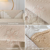 XSlive Cotton Quilted Dog Couch Cover for Sofa Farmhouse Rustic Embroidery Sectional Couch Cover Soft Anti-Slip Sofa Slipcover Furniture Protector for Kids, Pets (Khaki,43"x70") XSlive