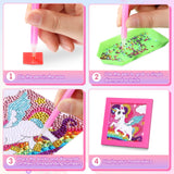 SATINIOR Diamond Gem Kits with Frame for Kids 5D Cute Unicorn Party Favors Diamond Art Crafts DIY 5D Painting Art Kits for Christmas Girls Boys 6 8 10 12 Birthday Embroidery Gifts Party Decorations SATINIOR