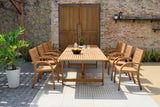 Amazonia Berlin 9-Piece Rectangular Extendable Patio Dining Set | Teak Finish | Ideal for Outdoors and Indoors Amazonia