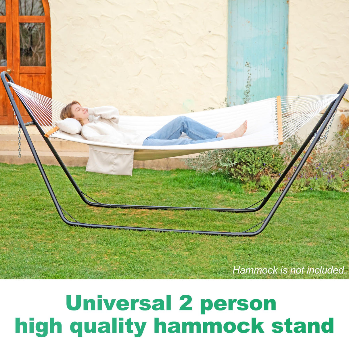 gafete Universal 2 Person Hammock Stand Only, 600 lbs Capacity, Adjustable Heavy Duty Powder-Coated Steel Stand, Multi-Use, Fits 9ft to 14ft Hammocks, XXL Size (Black) gafete
