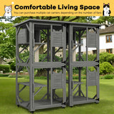 OFIKA Outdoor Catio Cat Enclosure with Waterproof Roof,Platforms,Upgraded Resting Box, 70.4’’cat Houses & Condos on Wheels for Outdoor Patio,Cat Window Box,Scratching Post（Grey） OFIKA