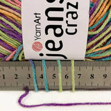 YARNART Jeans Crazy - Knitting & Blanket Yarn, Acrylic & Cotton Blend, Summer Multicolor, 1.76 Oz, 174.98 Yds (8215) YarnArt