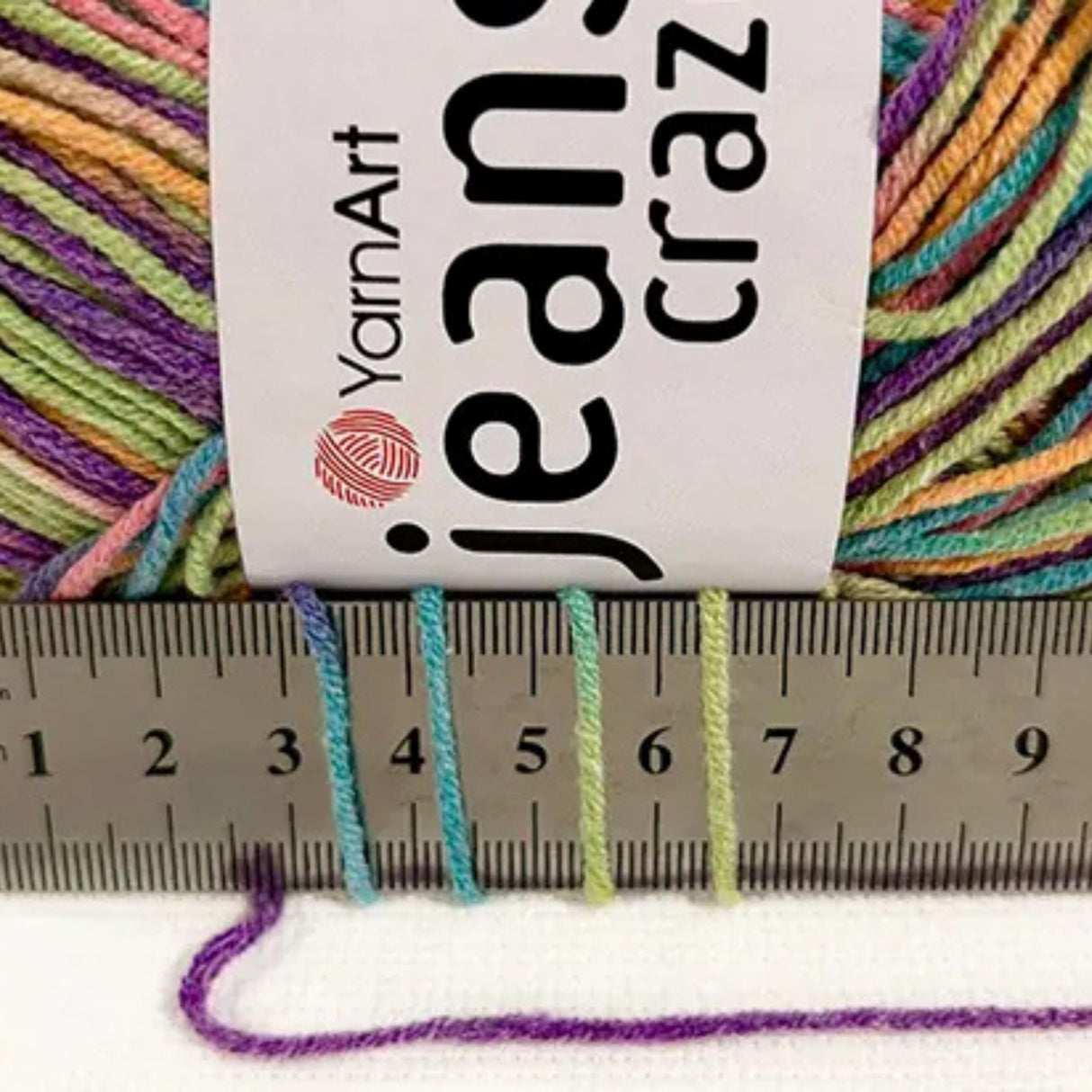 YARNART Jeans Crazy – Multicolor Cotton Acrylic Yarn, Soft Knitting Crochet Yarn for Amigurumi, Baby Projects, Blankets, Summer Lightweight, 55% Cotton 45% Acrylic, 1.76 Oz (50g), 175 Yds (8202) YarnArt