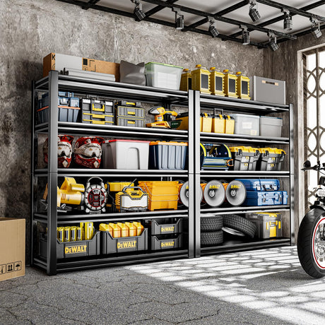 72" H Adjustable Garage Shelving 2500LBS Storage Shelves 5-Tier Heavy Duty Metal Shelves Utility Industrial Shelves Rack for Garage Warehouse Pantry Basement,Black (19.6" D×47.2" W×72" H) Guomao