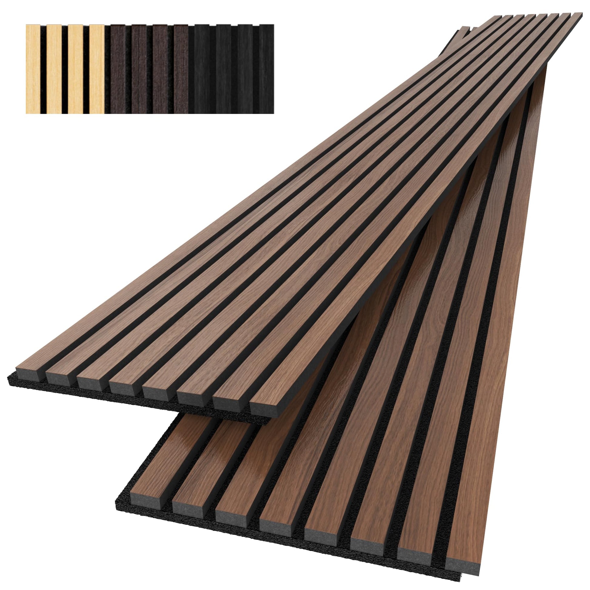 Wood Wall Panels, 2-Pack 94.5" x 12.6" Soundproof Wall Panels, Wood Slat Wall Panels for Wall Decor, Walnut - WoodArtSupply