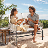 DWVO Outdoor Loveseat, All Weather Wicker Patio Sofa with Soft Cushions & High Back, Porch Furniture for Backyard, Balcony and Deck, Beige DWVO