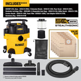 DEWALT Stealthsonic Shop Vacuum Wet and Dry, 5 Gal 4 HP Ultra-Quiet Vacuum Cleaner with Complete Accessory Kit and 6 Bonus Dust Bages - Ideal for Home, Jobsite, Workshop, Garage, Car DXV05P-QTA DEWALT