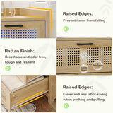 VIAGDO 7 Drawer Dresser for Bedroom, Rattan Chest of Drawers with LED Lights, Wood Storage Dresser Chest with Metal Handle, Modern Storage Cabinets for Closet,Bedroom,Living Room,Hallway VIAGDO