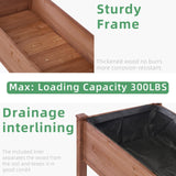 Raised Garden Bed with Legs, 48x24x30'', Outdoor Wood Elevated Planter Box, Thick Legs, w/Liner SoliWood