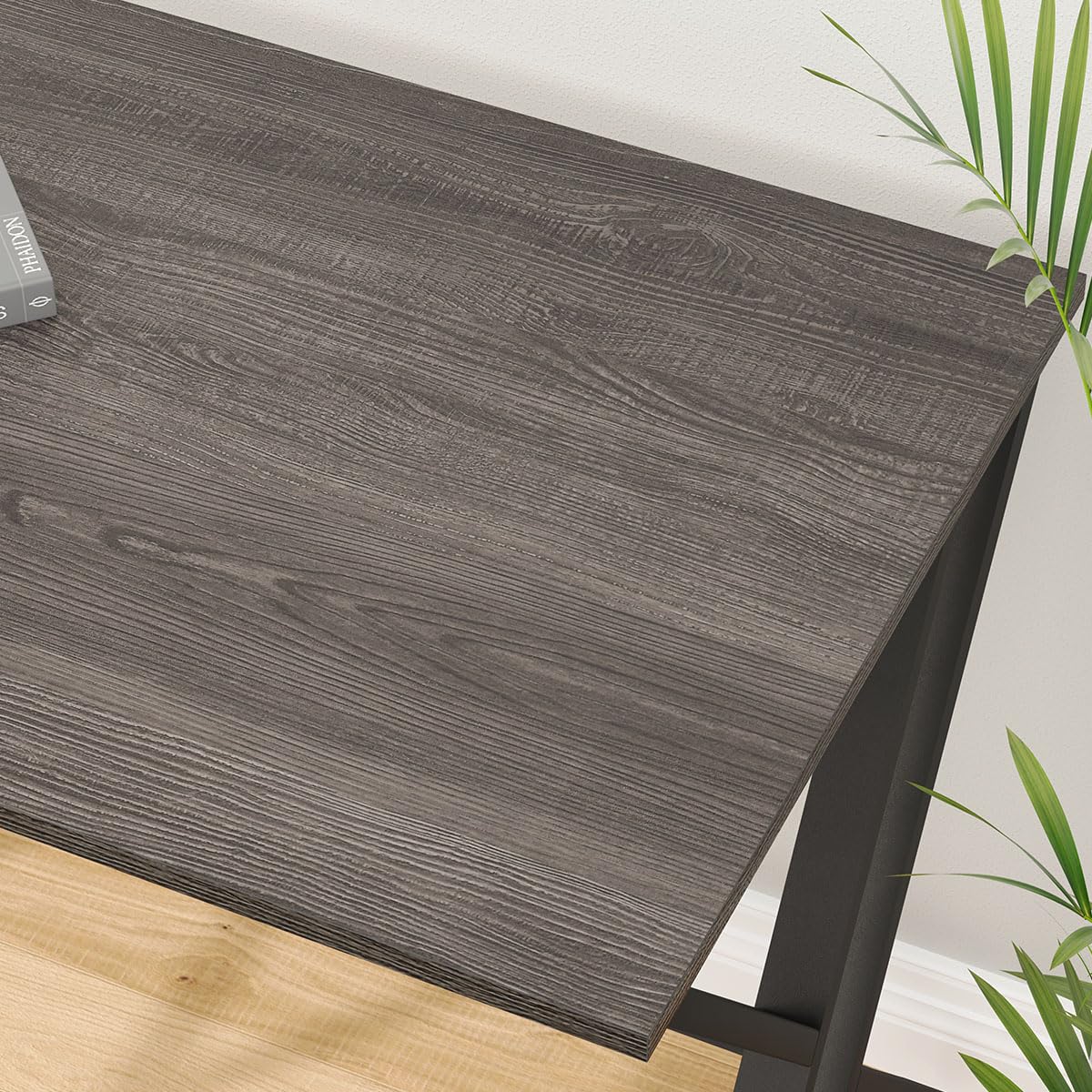 LVB Extra Long 2 Person Desk, Large Rustic Computer Desk with File Drawer, Industrial Wood Double Desk with Storage Cabinet Shelf, Modern PC Writing Study Work Dual Executive Office Desk, Gray, 79 in LVB