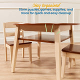 ECR4Kids Hideaway Table and Chair Set, Kids Furniture, Dark Walnut/Antique White, 3-Piece ECR4Kids