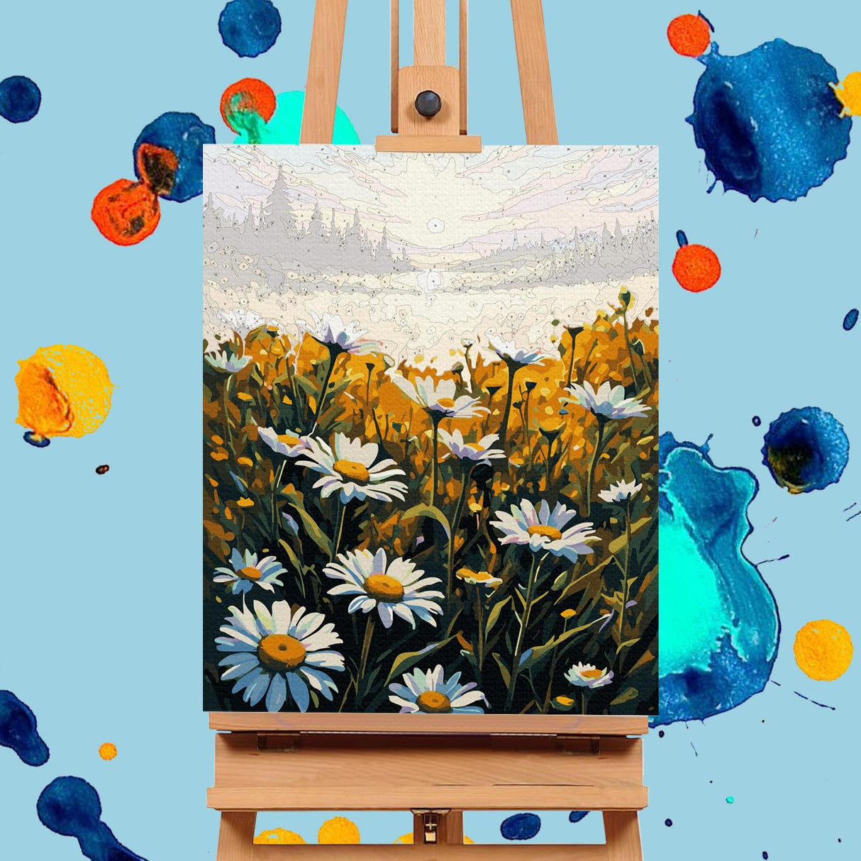 Offito Paint by Numbers Kit for Adults- Daisy Adult Paint by Number Kits on Canvas for Beginners, Sunset DIY Acrylic Oil Number Painting Kits for Home Wall Decor Gift 16"x 20" (Without Frame) Offito
