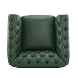Christopher Knight Home Oakley Chesterfield Faux Leather Upholstered Club Chair,Button-Tufted 360° Swivel Chair,Scrolled Arm Living Room Sofa Chair, No Assembly Required Furniture, Green Christopher Knight Home
