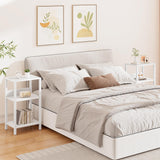 TUTOTAK Record Player Stand with Storage Up to 100 Albums,Record Storage Table,3 Tier End Table,Side Table for Living Room, Bedroom, White TB01BW075 TUTOTAK