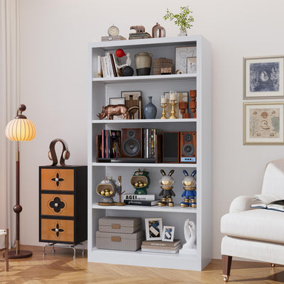 66"Heavy-Duty Steel Open Storage Cabinet with Adjustable Shelves, 6-Tier Shelving Unit, Easy Assembly Freestanding Organizer for Garage, Pantry,Office, Living Room (White, 5 Tier-66"Hx 33"W x14"D)