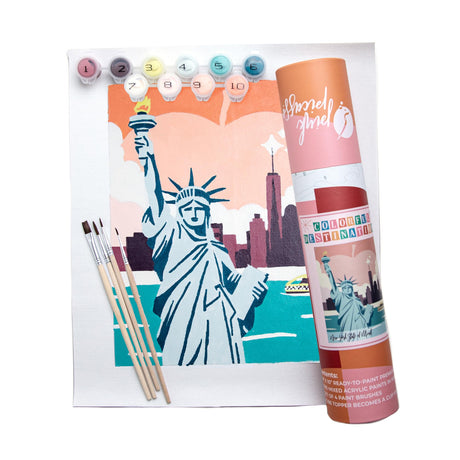 Pink Picasso Kits Colorful Destinations Paint by Number for Adults and Teens | DIY Unique Canvas Painting Kits Color by Numbers Arts & Crafts Kit | New York State of Mind 8x10 - Paint Kit Set Pink Picasso