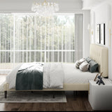 CXVX King Size Bed Frame with Upholstered Headboard, Button Tufted Design, Strong Wooden Slats, No Box Spring Needed, Easy Assembly, Noise Free CXVX