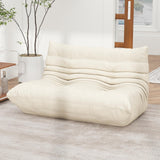 Full Foam Loveseat Sofa,Adults Bean Bag Chairs Floor Couch with Soft Waterproof Fabric,Armless Fireside Lounge Chair for Living Room,Apartment and Office (Whtie) Snug Sofee