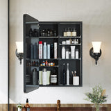 Recessed Medicine Cabinets for Bathroom with Mirror: 20x30 Wall Mount Mirrored Vanity Chest - 20 x 30 inch Large Storage Cabinet with Adjustable Shelves - Matte Black Frame GoTiling