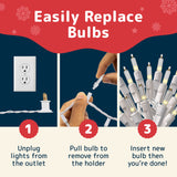 PREXTEX White Christmas Lights 100 Count - Incandescent Clear Warm White String Lights on White Wire - 20 ft Xmas Tree Lights for Indoor or Outdoor Decorations PREXTEX