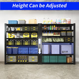 BIZOEIRON Metal Storage Shelving Heavy Duty, Shelves Unit for Garage, Adjustable 6 Tier Storage Rack, Industrial Utility Shelf for Garage, Warehouse, Basement, Kitchen, 18" D x 48" W x 82.5" H, Black BIZOEIRON