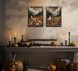 Halloween Whimsical Ghost Paint by Number Kit, 12x16inch Floral Meadow & Forest Moonlit Scenes DIY Painting for Adults and Kids, Halloween Autumn Art Craft Supplies Frameless Generic