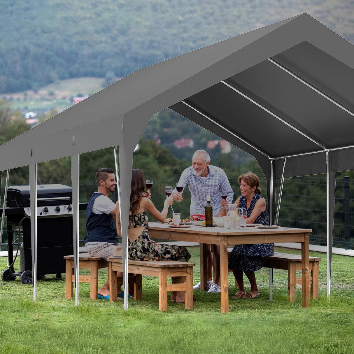 13x20FT Heavy Duty Carport Canopy Portable Garage Shelter, Waterproof & UV Protected for Party Tent, Outdoor Car Storage, Durable Vehicle Protection Shed PeakPursuit