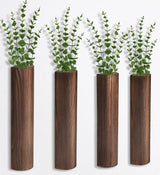 Fttoyoly 4 Pack Wood Wall Planter with Artificial Eucalyptus, Modern Wall Decor for Living Room Bedroom Bathroom Entryway, Farmhouse Boho Wall Vases for Dried Flowers and Faux Plants Fttoyoly