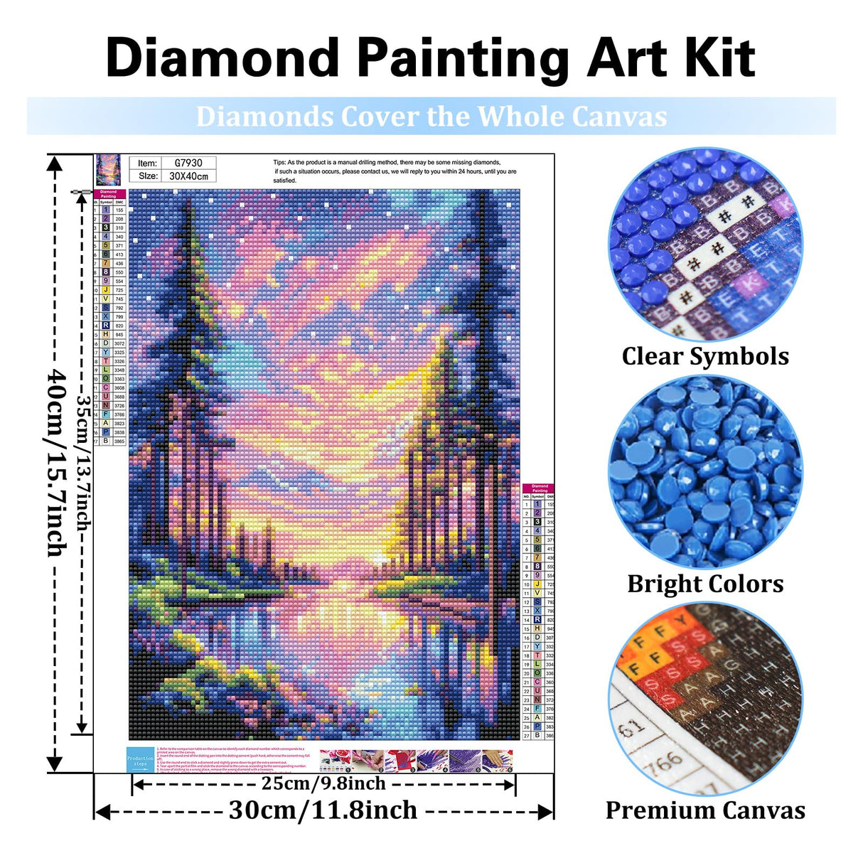 Reivworl Landscape Diamond Art Kits for Adults, Sunset Diamond Painting Kits, Gem Art Kit for Gifts and Home Interior Decor 12x16 Inch Reivworl