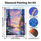 Reivworl Landscape Diamond Art Kits for Adults, Sunset Diamond Painting Kits, Gem Art Kit for Gifts and Home Interior Decor 12x16 Inch Reivworl