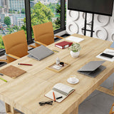 FAMAPY 7.2FT Conference Table Modern Meeting Table Rectangular Seminar Table for Office Meeting Conference Room Oak (86.8”W x 47.2”D x 29.4”H) FAMAPY