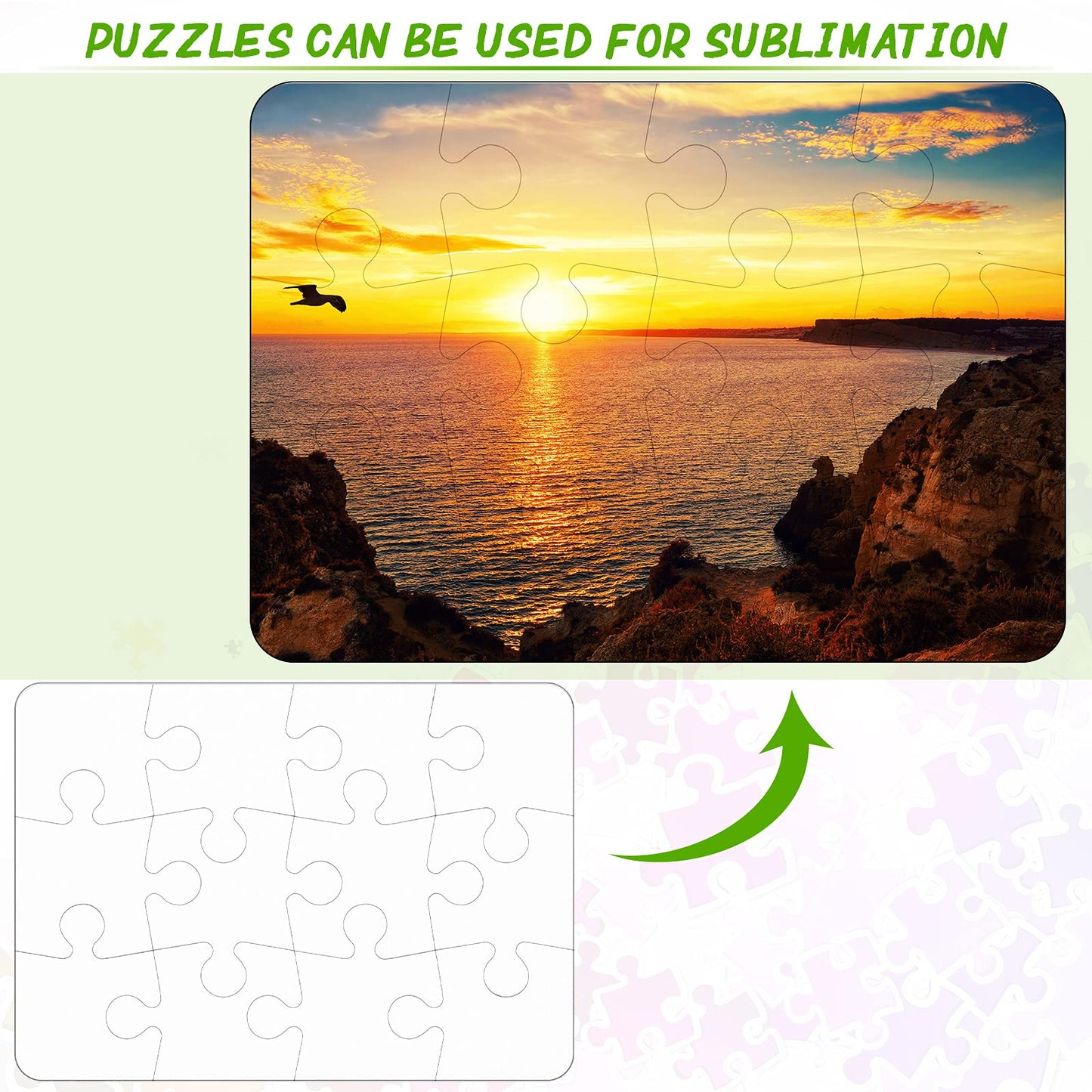 Sumind 10 Sets Blank Sublimation Puzzle Jigsaw Rectangle Heart Shaped White DIY Custom Puzzle Heat Press Thermal Transfer Puzzle Pearl Puzzle Blank Puzzle(A5-12 Rectangle)