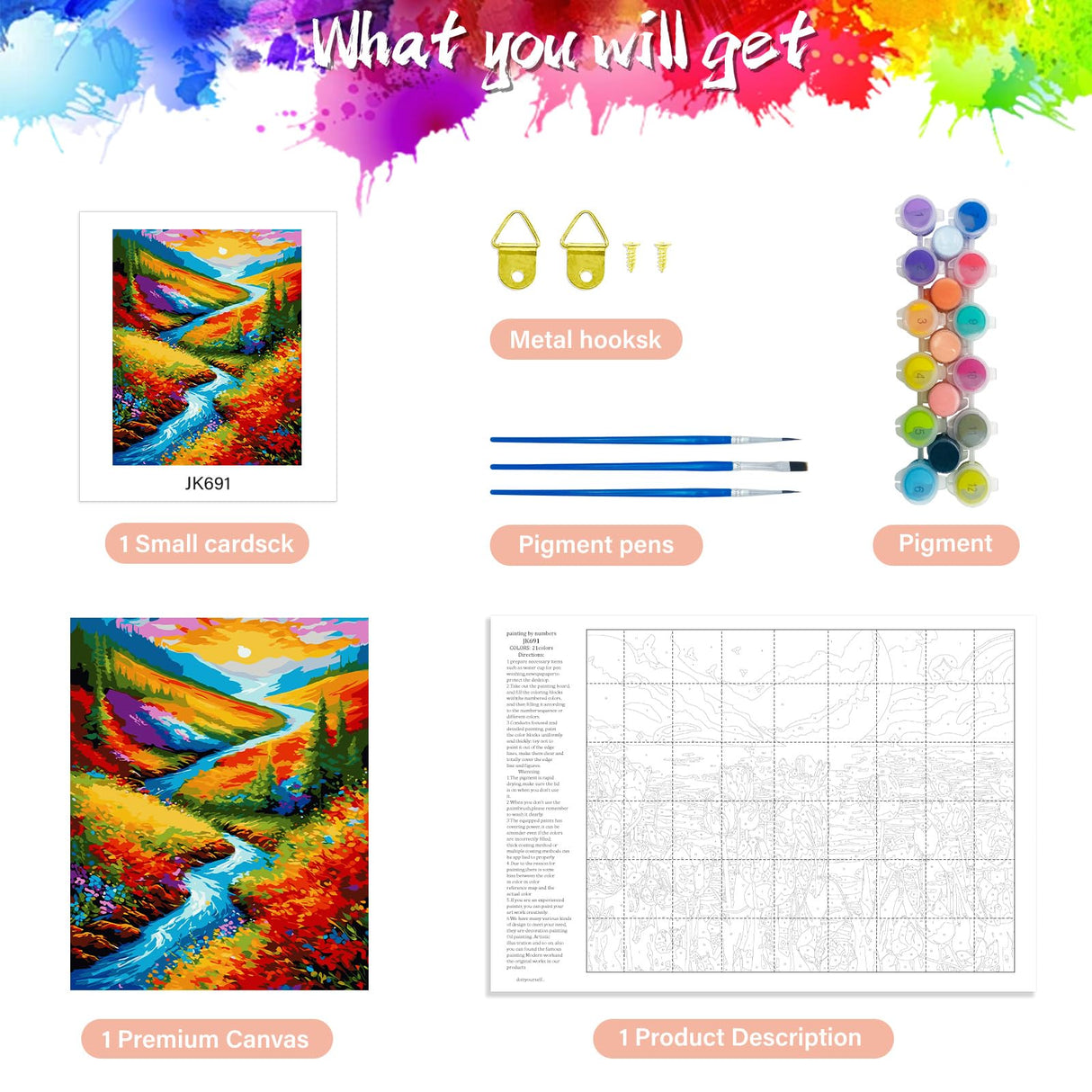 Yunnuo Landscape Paint by Numbers Kits for Adults, Easy Paint by Number Sunset and Creek, DIY Oil Painting with Brushes Acrylic Paints for Home Wall Decor 16x20 Inch Yunnuo