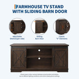 IDEALHOUSE Farmhouse TV Stand and Entertainment Center for TV Up to 65 Inches with Sliding Barn Doors and Adjustable Shelf, Tv Media Console Table with Storage Cabinet for Living Room, Bedroom, Brown IDEALHOUSE