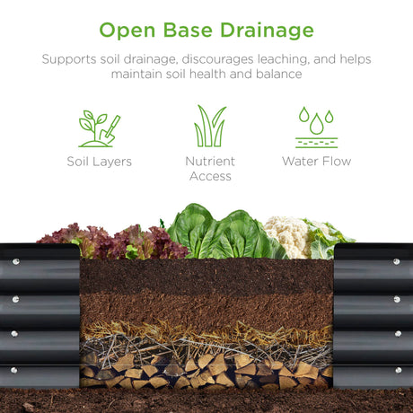 Best Choice Products 8x2x1ft Outdoor Metal Raised Garden Bed, Oval Deep Root Planter Box for Vegetables, Flowers, Herbs, and Succulents w/ 108 Gallon Capacity - Charcoal Best Choice Products