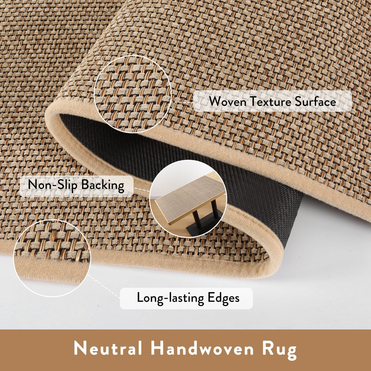 Lahome Farmhouse Carpet Runners for Hallway 6ft, 2x6 Washable Runner Rug Non Slip for Entryway Indoor, Neutral Non Shedding Kitchen Mats for Floor Entry Bathroom, Beige Lahome