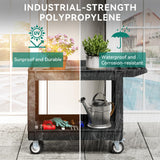 YITAHOME Utility Cart on Wheels, 550 lbs Capacity, 45 x 25 Inch Rolling Work Carts with Wheels, 2 Shelf Heavy Duty Plastic Service Cart Suitable for Warehouse, Garage, School & Office, Cleaning, Black YITAHOME