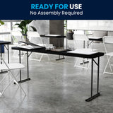 Flash Furniture Kathryn 6' Plastic Folding Training and Event Table, Rectangular Folding Training Table with 220-lb. Static Weight Capacity, Black Flash Furniture
