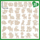 gisgfim 36Pcs Wooden Magnet Painting Craft Kit DIY Wooden Magnets Coloring Arts Crafts for Kids Ages 4-8 8-12 for Birthday Party Gifts Toys Jungle Animal Creativity Supplies Party Favors gisgfim