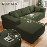 108" Cloud Sectional Couch with L-Shape Chaise,4 Seat Modern Modular Sofa with Deep Seat, Upholstered Couches for Living Room Bedroom, Sectional Boneless Couch (Green, 108"+Left Facing Chaise) SYFERLORY