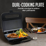 OVENTE Electric Panini Press Grill with Nonstick Plates, LED Indicator Lights, Thermostat Control, Cool Touch Handle, Compact Sandwich Maker Perfect for Cooking Breakfast, Snacks & More, Black GP0401B OVENTE