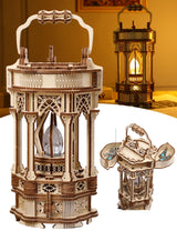 3D Puzzles for Adults - DIY Wooden Puzzle Lantern Model Kits for Adults to Build, Unique Gift Aesthetic Desk Decor with LED Light PlaTu