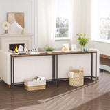 HOOBRO Console Table, Sofa Table with Support Bar, Hallway Entrance Table for Living Room, Entryway, Corridor, Sturdy, Easy Assembly, Wood Look Accent Table, Rustic Brown and Black BF751XG01 HOOBRO