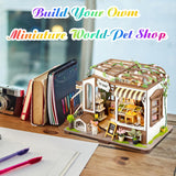 DIY Miniature House Kit,Tiny House Pet Shop with Furniture & LED,DIY Dollhouse Miniature Kit for Adults Teen,Mini House Building kit,3D Wooden Craft Mini Model Kit,Birthday Gifts Home Decor lovelyhome